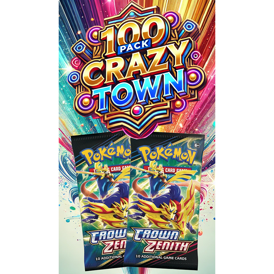 Pokemon Crown Zenith 100 Pack Crazy Town (SKIP THE LINE) + Bounty