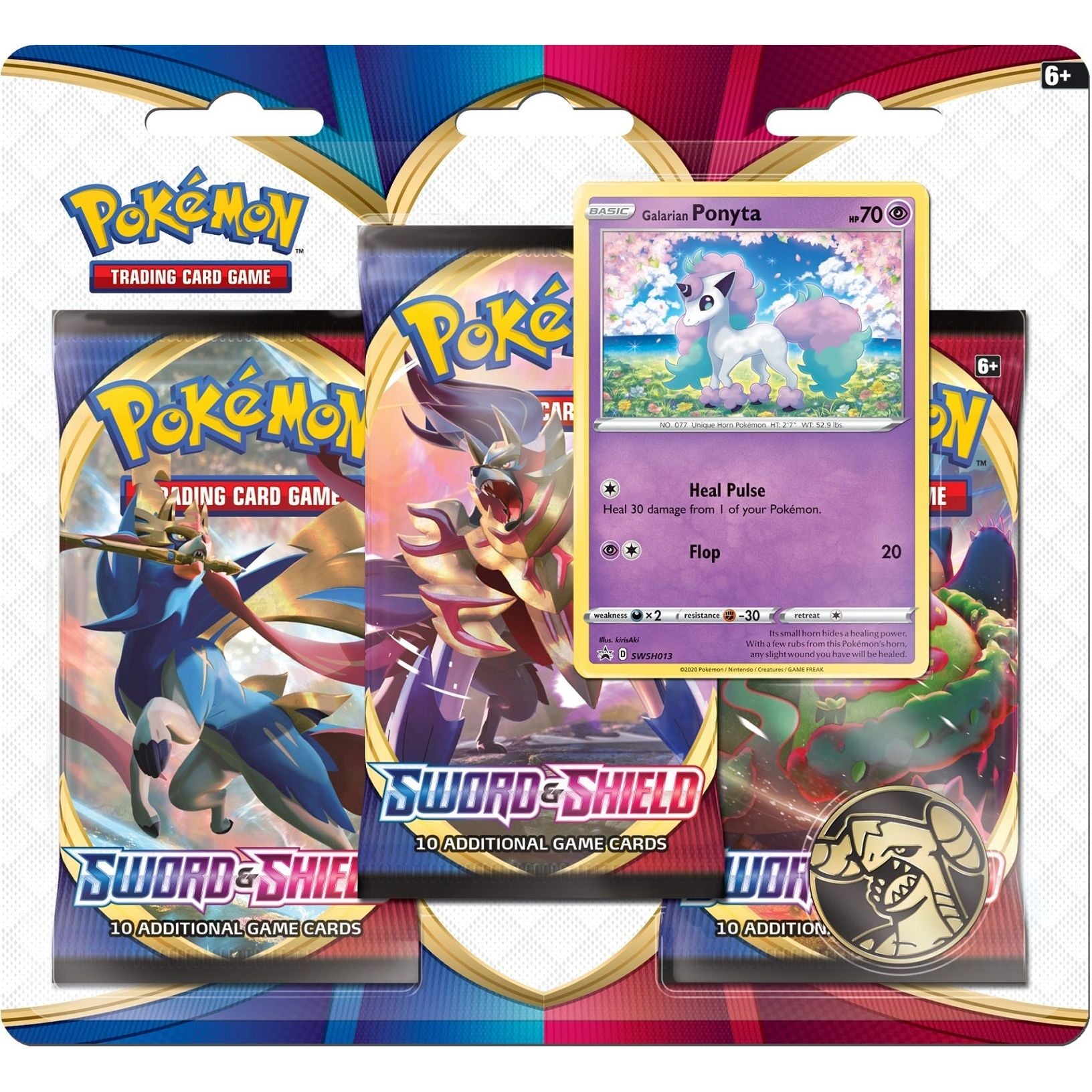 Pokemon - Sword & Shield Base Set - 3-pack Blister (Tilfeldig promo)