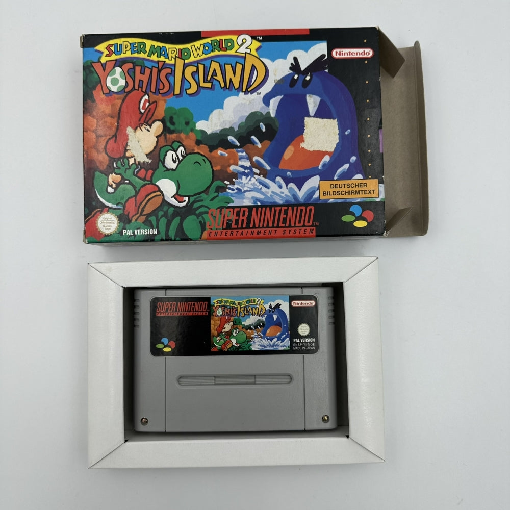 Super Mario World 2 Yoshi's Island Eske+Cart (PAL/NOE tysk) til Super Nintendo (SNES)