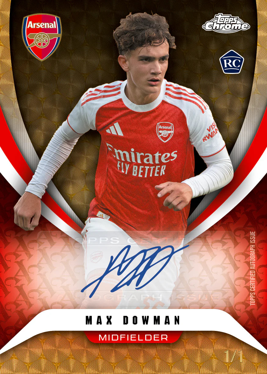 Topps Chrome Arsenal 2025/26 – 1 SPOT fra Deck Boks