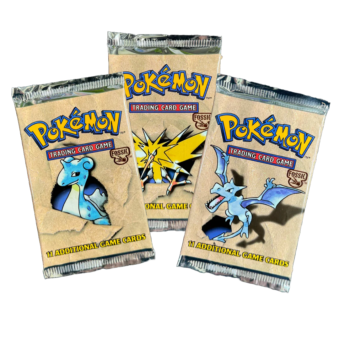 Pokemon - Fossil Unlimited - SEALED - 3 Booster Pack (Art Set) SKIP THE LINE