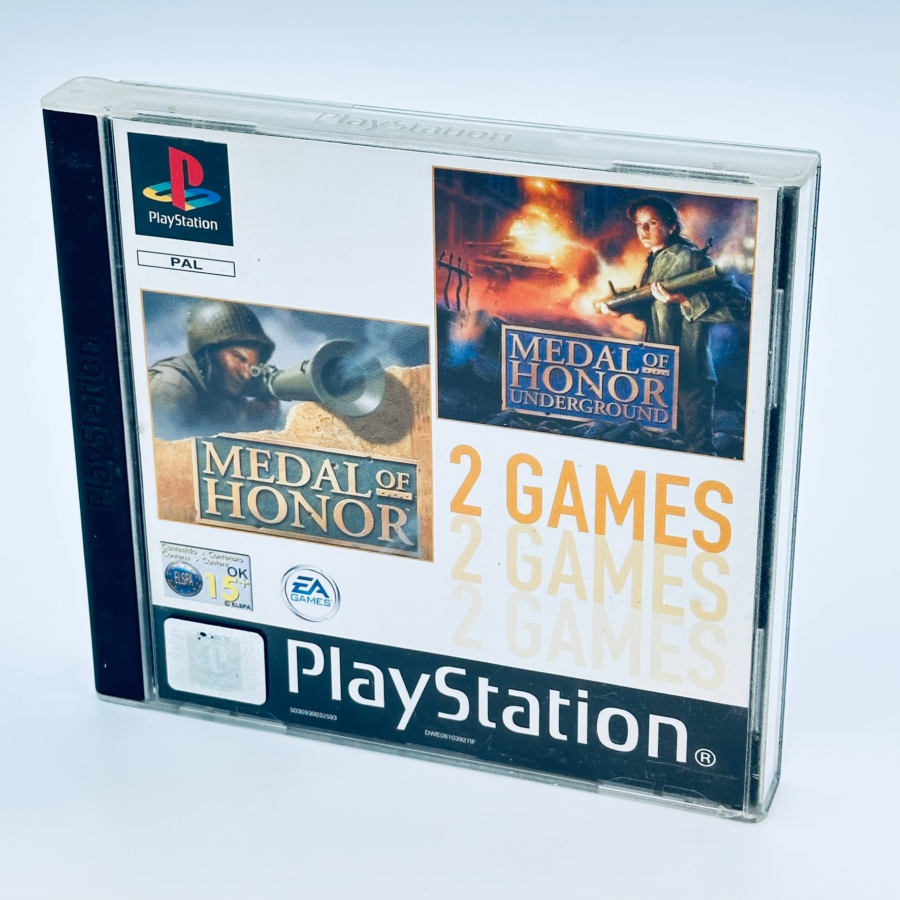 2 Games: Medal of Honor + Medal of Honor: Underground (Med manual) - PlayStation 1 (PS1)