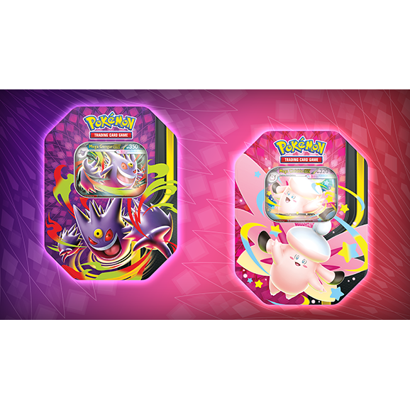 Pokemon Mega Moonlit Tin (Tilfeldig Gengar eller Clefable promo) 1stk tin