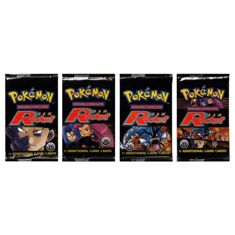 Pokemon - Team Rocket 1. Edition (2000) - Booster Packs ART SET - TAMPER SEALED (Fra Box Break 20.06.25)