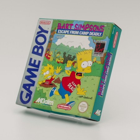 Bart Simpsons Escape from Camp Deadly i original eske til Game Boy