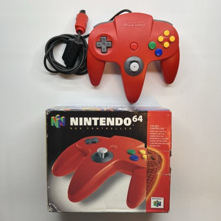 Nintendo 64 kontroll komplett i eske (rød) til Nintendo 64 