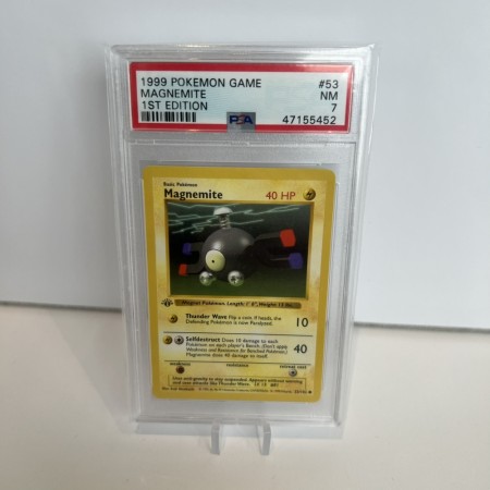 Pokemon Base Set Magnemite 1st Edition PSA 7 fra 1999