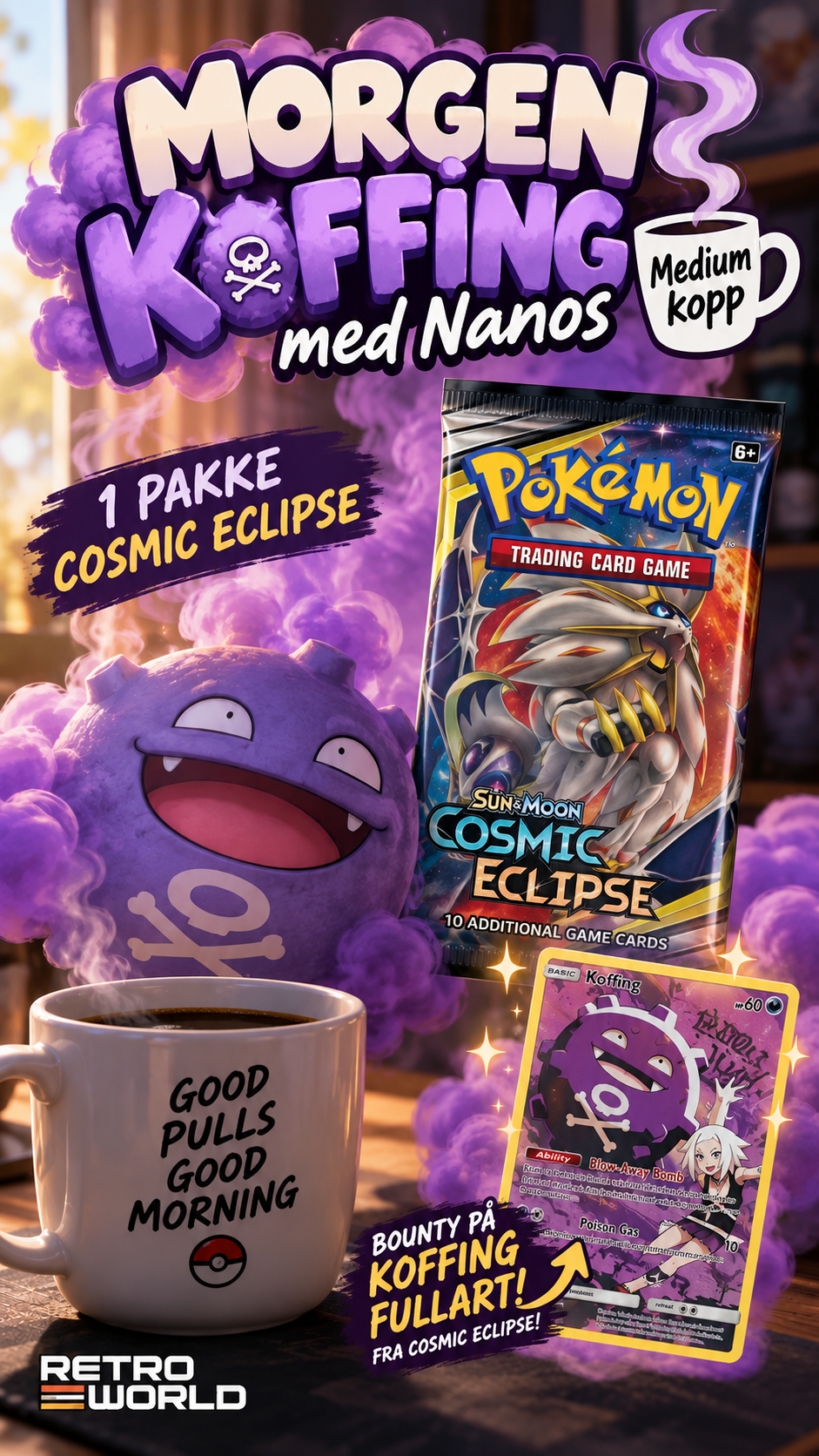 Pokemon - Morgen Koffing med Nanos (1 pakke Cosmic Eclipse)