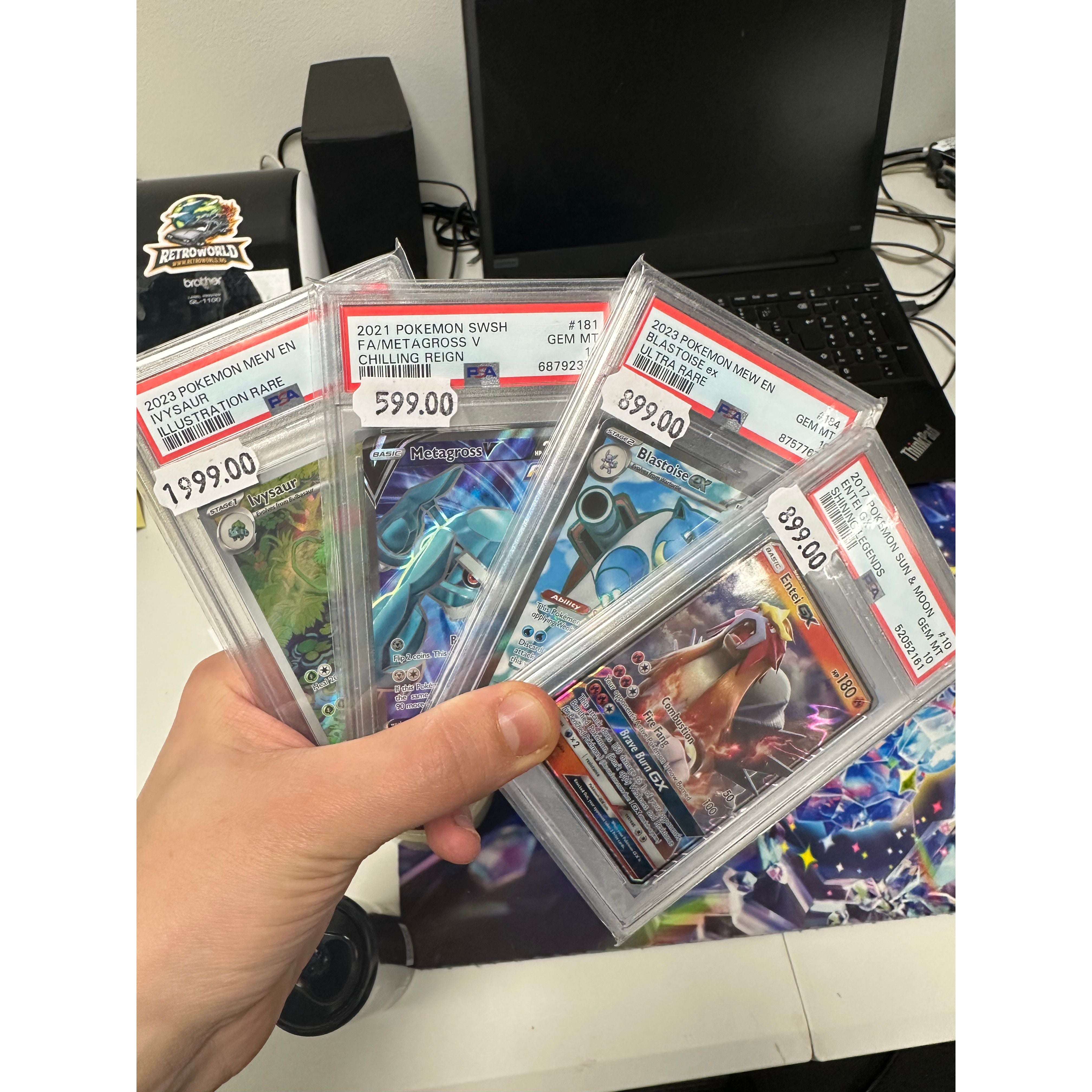Gradert kort bundle (Ivysaur, Metagross, Blastoise, Entei)
