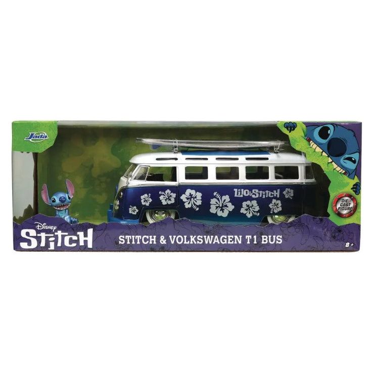 Lilo & Stitch Hollywood Rides Diecast Model 1/24 1962 VW Bus with Stitch Figure