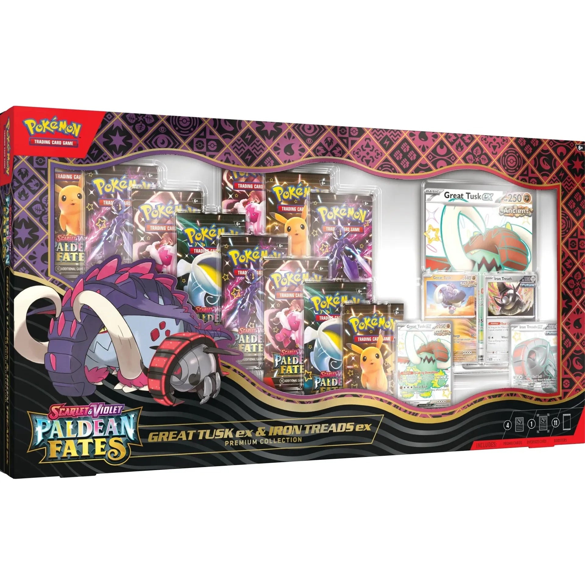 Pokemon - Paldean Fates - Great Tusk ex & Iron Threads ex - Premium Collection (ÅPNES LIVE)