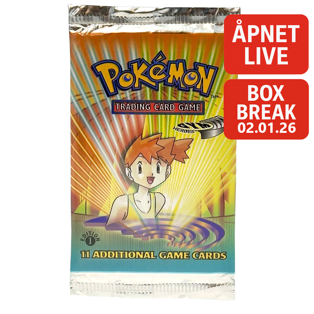 Pokemon - Gym Heroes 1. Edition (2000) - Booster Pack - ÅPNET LIVE (Fra Box Break 02.01.26)