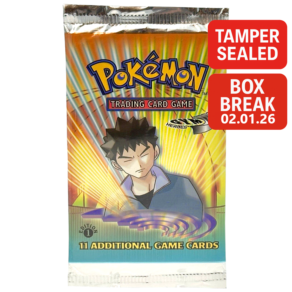 Pokemon - Gym Heroes 1. Edition (2000) - Booster Pack - TAMPER SEALED (Fra Box Break 02.01.26)