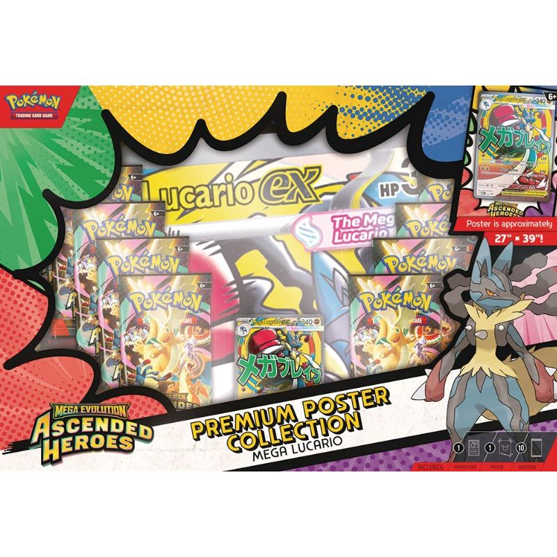 ÅPNES LIVE 08.04 Pokemon - Ascended Heroes - Premium Poster Collection (Mega Lucario/Mega Gardevoir tilfeldig art) ÅPNES LIVE Maks 1x per kunde