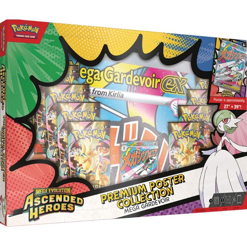 ÅPNES LIVE 08.04 Pokemon - Ascended Heroes - Premium Poster Collection (Mega Lucario/Mega Gardevoir tilfeldig art) ÅPNES LIVE Maks 1x per kunde