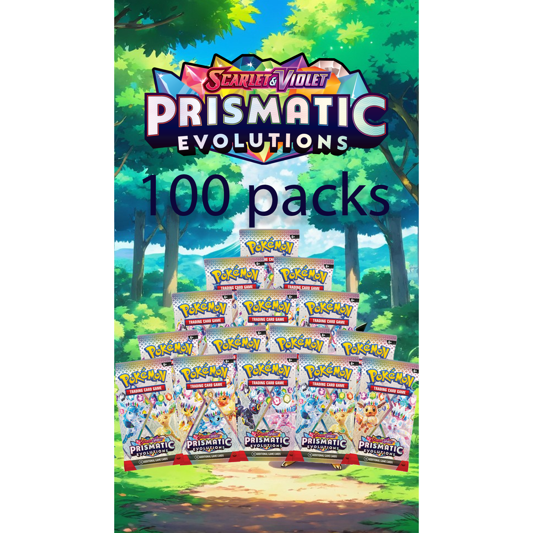 Pokemon - Prismatic Evolutions - 100 Booster Packs to Destiny (Skip the Line)